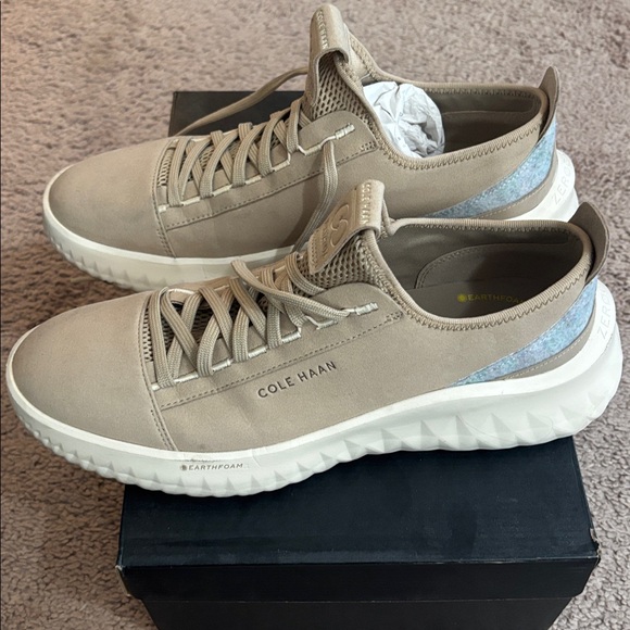 Cole Haan Beige Suede Low-Top Sneakers - Picture 2 of 3